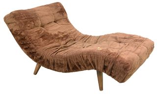 Adrian Pearsall Wave Chaise, on walnut legs, height 30 inches, length 58 inches.