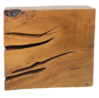 Large Hugo Franca Slab, wood stand, signed Hugo Franca, height 31 inches, width 35 inches, depth 12 inches.