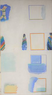 Attributed to Jorge Martins (Portuguese, b. 1940), untitled (female abstract), oil on linen, unsigned, 72 1/2" x 39".