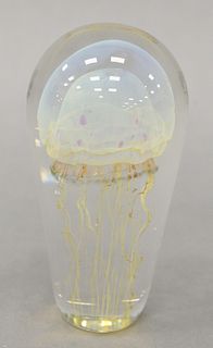 Richard Satava Art Glass Jellyfish Paperweight, signed on bottom Satava, height 6 1/2 inches.