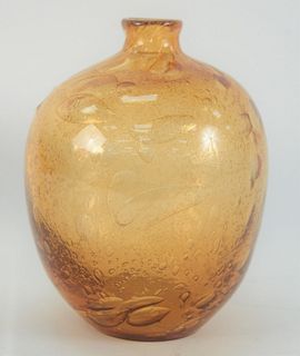 In the Manner of Ercole Barovier (1889 - 1974), amber glass vase, height 11 inches. Provenance: The Estate of Ed Brenner, Short Hills, New Jersey.