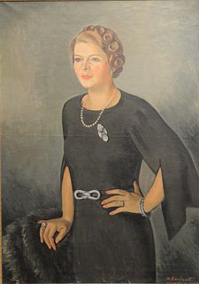 Henryk Berlewi (Polish, 1894 - 1967), "Portrait of a Lady, 1927", oil on canvas, signed and dated lower right 'H. Berlwei, 1937', 38 1/4" x 27 1/4". P