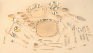 Sterling Silver Lot, to include napkin rings, flatware, and bowls. 34.4 t.oz.