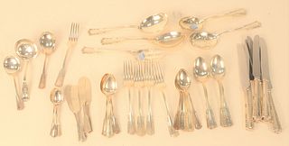 Forty-three piece Sterling Silver Flatware Set, including serving pieces, 46.9 t.oz. plus six handles. Provenance: The Estate of Gloria Schiff, 630 Pa