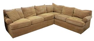 Ethan Allen Two-Part Sectional Sofa, with leather trim, lengths 85" and 95".