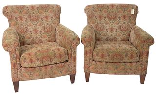 Pair of Contemporary Upholstered Club Chairs, signed Sam Moore Furniture.