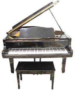 Young Chang Baby Grand Piano, black lacquered, G175, circa 1987, with bench.