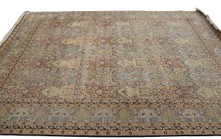 Room Size Oriental Cotton and Silk Mix Carpet, 7' 10" x 10' 5".