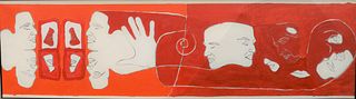 Thomas Kuppler (American, 20th Century), "Untitled in Red, 2003", acrylic on canvas, initialed and dated lower right 'TK 2003', 18" x 54", retails for