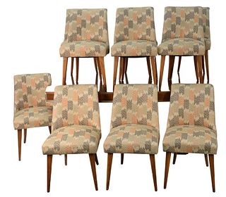 Set of Ten Hans Weiss Harvey Probber Dining Chairs, with walnut legs. Provenance: The Estate of Alina Roisen, Park Avenue, New York.