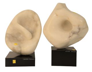 Two Freeform Carved Marble Sculptures, both pierced and carved, unsigned, height 13 inches and 15 inches