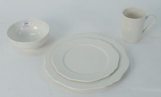 Forty-four piece Set of Fortaluxe Superwhite Dinnerware, "Fortessa", to include 12 dinner plates; 12 bowls; 12 lunch plates; along with 12 cups.