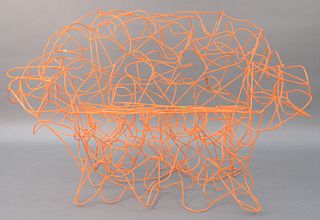 Fernando and Humberto Campana Corallo Sofa, having irregular form of woven stainless steel orange wire, steel stamp tag, height 35 inches, length 60 i