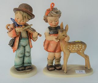 Pair of Large Hummel's, to include 'Little Fiddler' and 'Friends', each marked to the underside and inscribed on the base, heights 11 inches and 10 1/