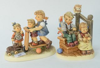 Pair of Hummel's, to include 'Wonder of Childhood' and 'Scooter Time', each inscribed along the base and marked to the underside, heights 6 1/2 inches