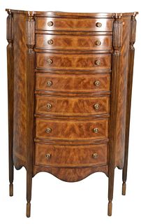 Theodore Alexander Semanier, with seven bowed front drawers, height 56 1/2 inches, width 38 inches, depth 17 inches.