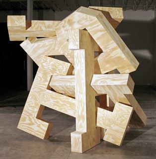 Tao Rey (American, b. 1978), untitled (word jumble, TRUTH), 2007; wood, nails, and glue, 79" x 72" x 72". Provenance: Purchased from and exhibited at 