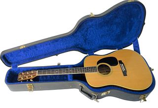 1968 Martin D-35 Guitar, serial #239760, custom headstock and gold tuners, length 40 3/4 inches.