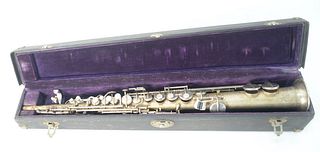 1926 Buescher True Tone Soprano Saxophone, serial #205429, pads and springs in good shape no mouthpiece, needs new corking, original hard-shell case, 