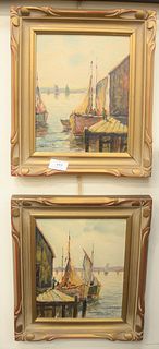 Pair of William Ward Jr. (American, 1911 - 2001) Harbor Scenes, both oils on canvas board, both signed, 10" x 8" (each). Provenance: Matthes-Theriault