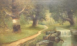American School (20th Century), "Brook in the Park", oil on canvas 
unsigned, 22" x 36". Provenance: Matthes-Theriault Collection, Woodbridge, Connect