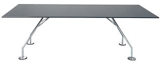 Lord Norman Foster Tecno Nomos Smoke Glass Work Table, with chrome base, height 28 1/2 inches, top 39" x 86".