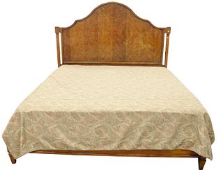 Burlwood King Size Bed, headboard, footboard, and rails, with center supports, height 68 inches, width 81 inches.
