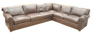 Ethan Allen Leather Sectional Sofa, height 31 inches, 106" x 128".