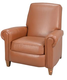 Ethan Allen Leather Reclining Chair, height 36 inches, width 36 inches.