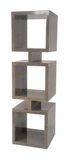 Contemporary Three Tier Geometric Shelving Unit, height 85 inches, width 24 inches.