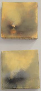 Group of Five Abstract Contemporary Paintings, each oil on linen with encaustic: each signed, dated, and numbered indistinctly on the reverse, 8" x 8"