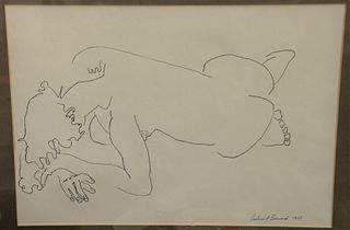Beatrice Bernardi (American, 1901 - 1991), female figure, 1968 
ink on paper, signed and dated lower right: Beatrice Bernardi 1968 
13 3/4" x 19 1/2" 