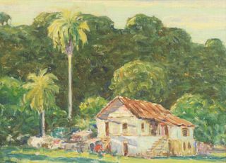 Three Piece Group, to include pair of Will Howe Foote (1874 - 1965), oils on board, both "Jamaican House", unsigned, 12" x 16"; both originally from t
