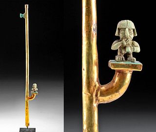 Moche Gold Atlatl w/ Bone Warrior, Turquoise Platform