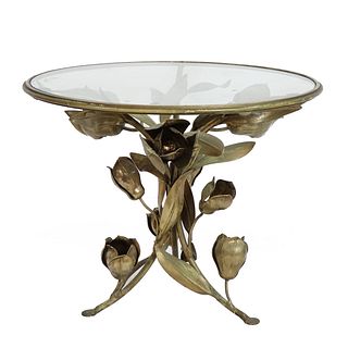 Vintage Gilt Metal Glass Top Table
