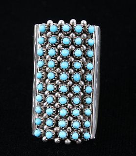 Zuni S. Haloo Petite Point Turquoise & Silver Ring