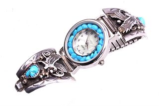 Navajo Sterling Silver & Turquoise Watchband