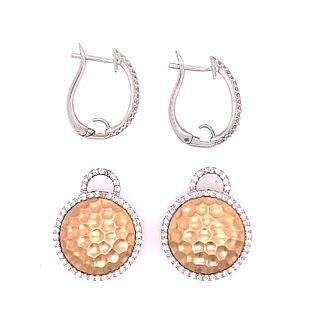 14k White & Pink Diamond Earrings