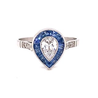 Platinum Sapphire Diamond Ring