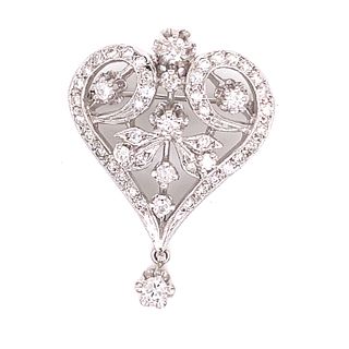 1920Õs 14k Diamond Heart Broach PendantÊ