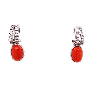18k Diamond Coral EarringsÊ