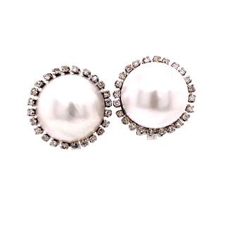 18k Diamond Mabe Pearls Earrings