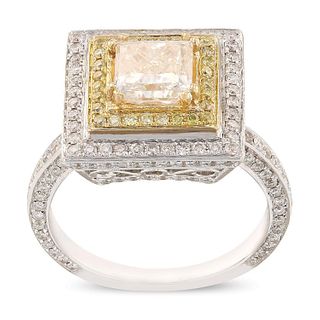 1.21ct SI2 CLARITY CENTER Diamond 18K White and Yellow Gold Ring (2.21ctw Diamonds)