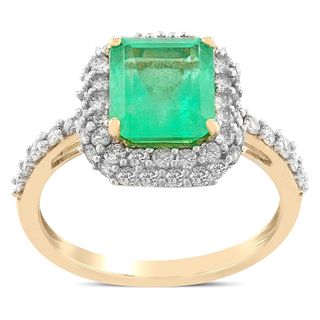 2.33ct Emerald and 0.83ctw Diamond 14K Yellow Gold Ring