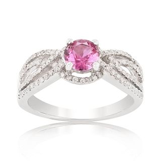 0.70ct UNHEATED Pink Sapphire and 0.44ctw Diamond 14K White Gold Ring