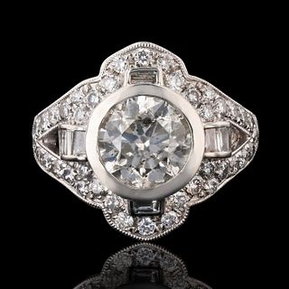 2.30ct CENTER Diamond Platinum Ring (3.53ctw Diamonds)