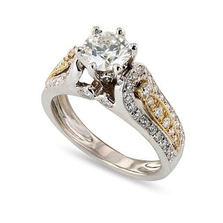 0.97ct SI3 CLARITY CENTER Diamond 18K White and Yellow Gold Ring (1.59ctw Diamonds)