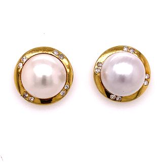 18k Mabe Pearl Diamond EarringsÊ