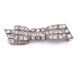 Art Deco Platinum Diamond Bow Broach