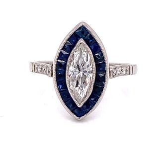Marques Platinum Diamond Sapphire Ring